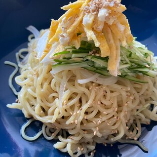 麺つゆで食べる　冷やしざるラーメン【油不使用】